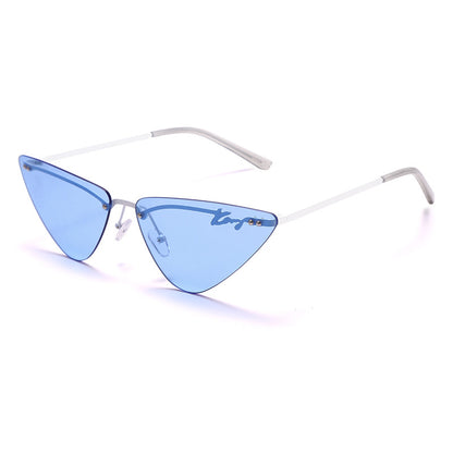 Rimless Fashion Trim Cat Eye Sunglasses