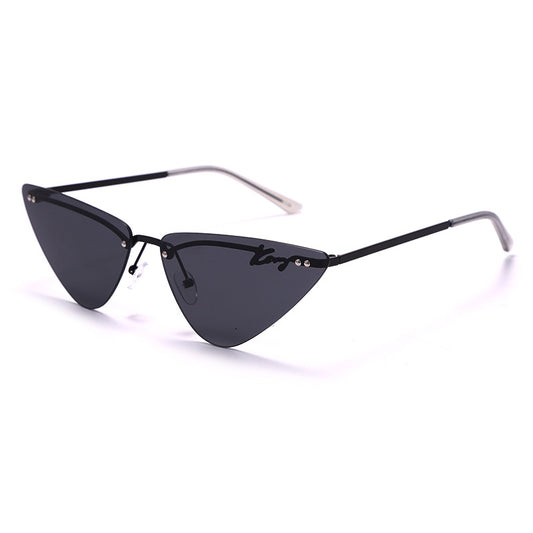 Rimless Fashion Trim Cat Eye Sunglasses