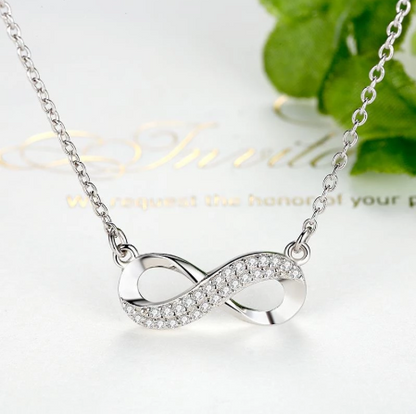 Sterling Silver Infinite Eternal Diamond Necklace-Sterling Silver Jewelry