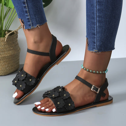 Retro Flowers Roman Style Sandals