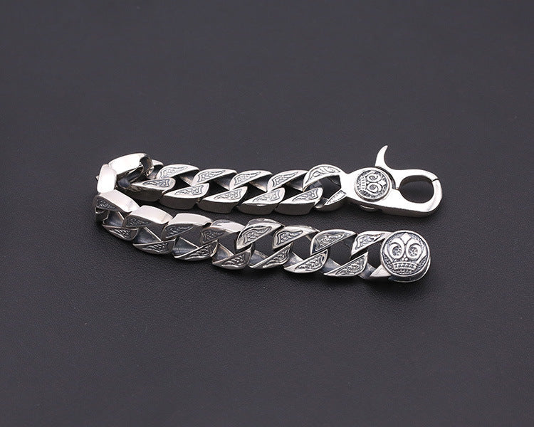 925 Sterling Silver Jewelry Retro Hole Pop Bracelet