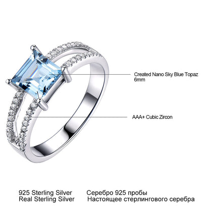 925 Sterling Silver Sky Blue Topaz Ring