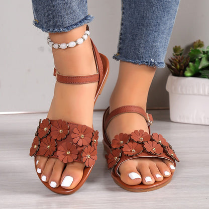 Retro Flowers Roman Style Sandals