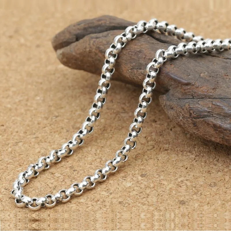 Pure Silver 3mm Thick Cross O Link Chain S925 Necklace