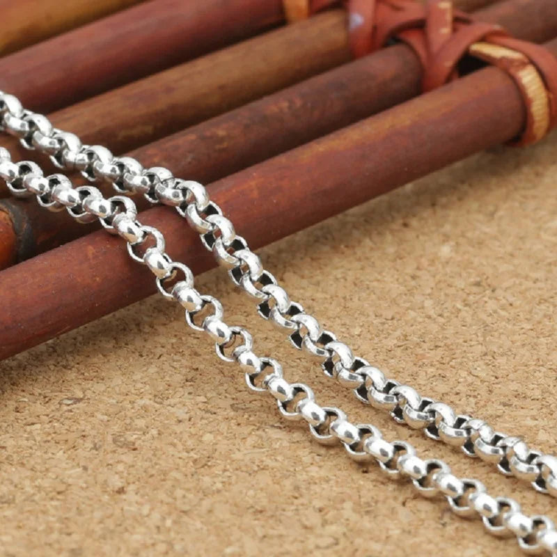 Pure Silver 3mm Thick Cross O Link Chain S925 Necklace