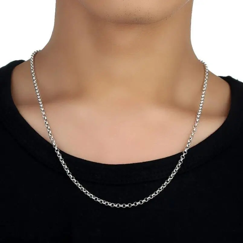 Pure Silver 3mm Thick Cross O Link Chain S925 Necklace