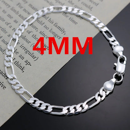 925 sterling silver 4MM Classic geometry chain Bracelet & Necklace