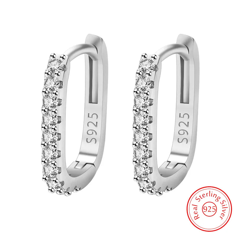 925 Sterling Silver Crystal Circle Hoop Earrings