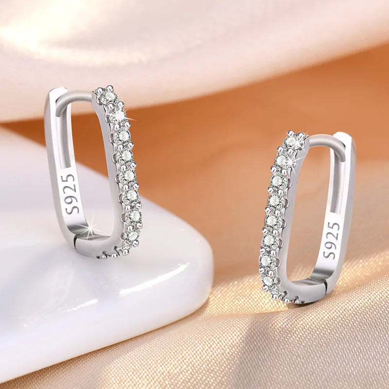 925 Sterling Silver Crystal Circle Hoop Earrings