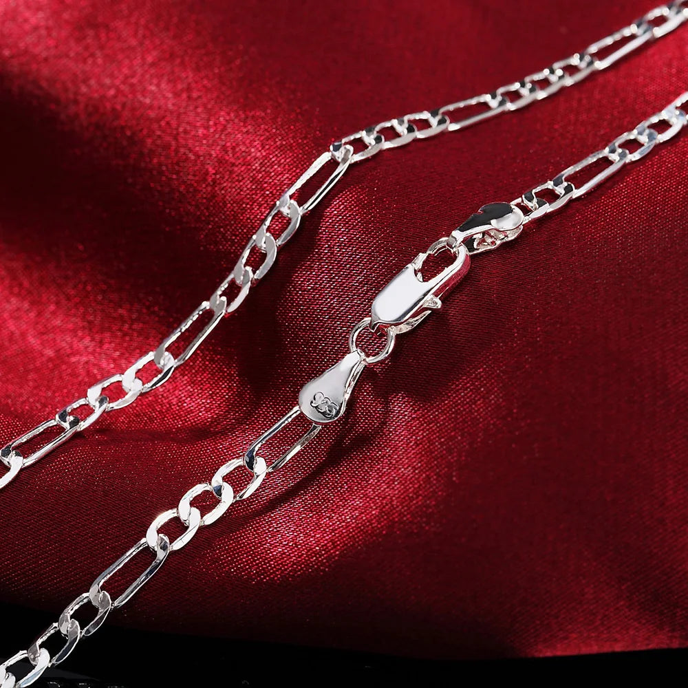 925 sterling silver 4MM Classic geometry chain Bracelet & Necklace