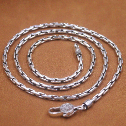 Real 925 Sterling Silver Chain 3.5mm Bamboo Necklace 26inch-Lobster Clasp