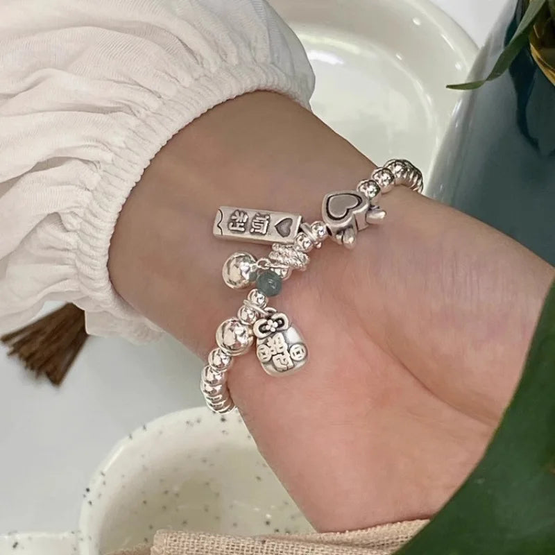 New 925 Sterling Silver Love Heart Bead Bracelet