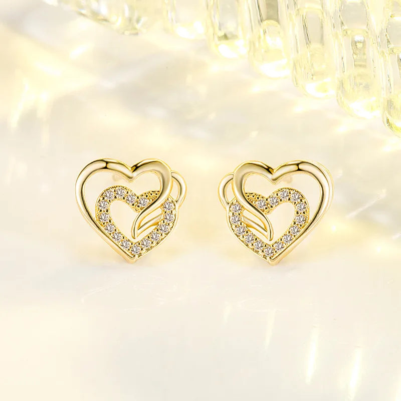 New 925 Sterling Silver Heart Stud Earrings