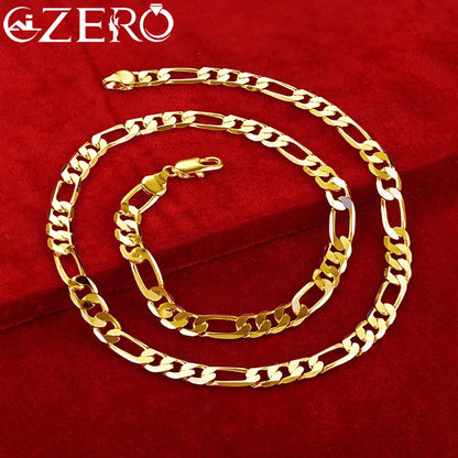 925 Sterling Silver 8MM Side Chain 24K Gold Necklace