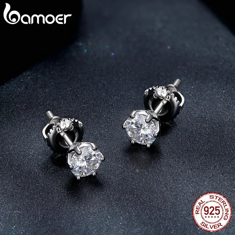 BAMOER Moissanite Stud Diamond 925 Silver Earrings