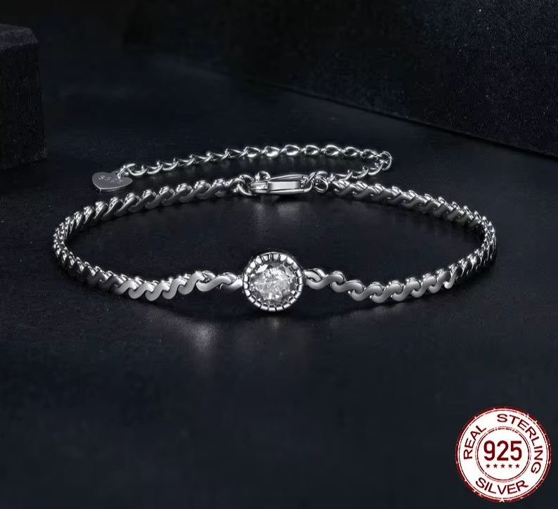 Sparkling Moissanite Omega Bracelet